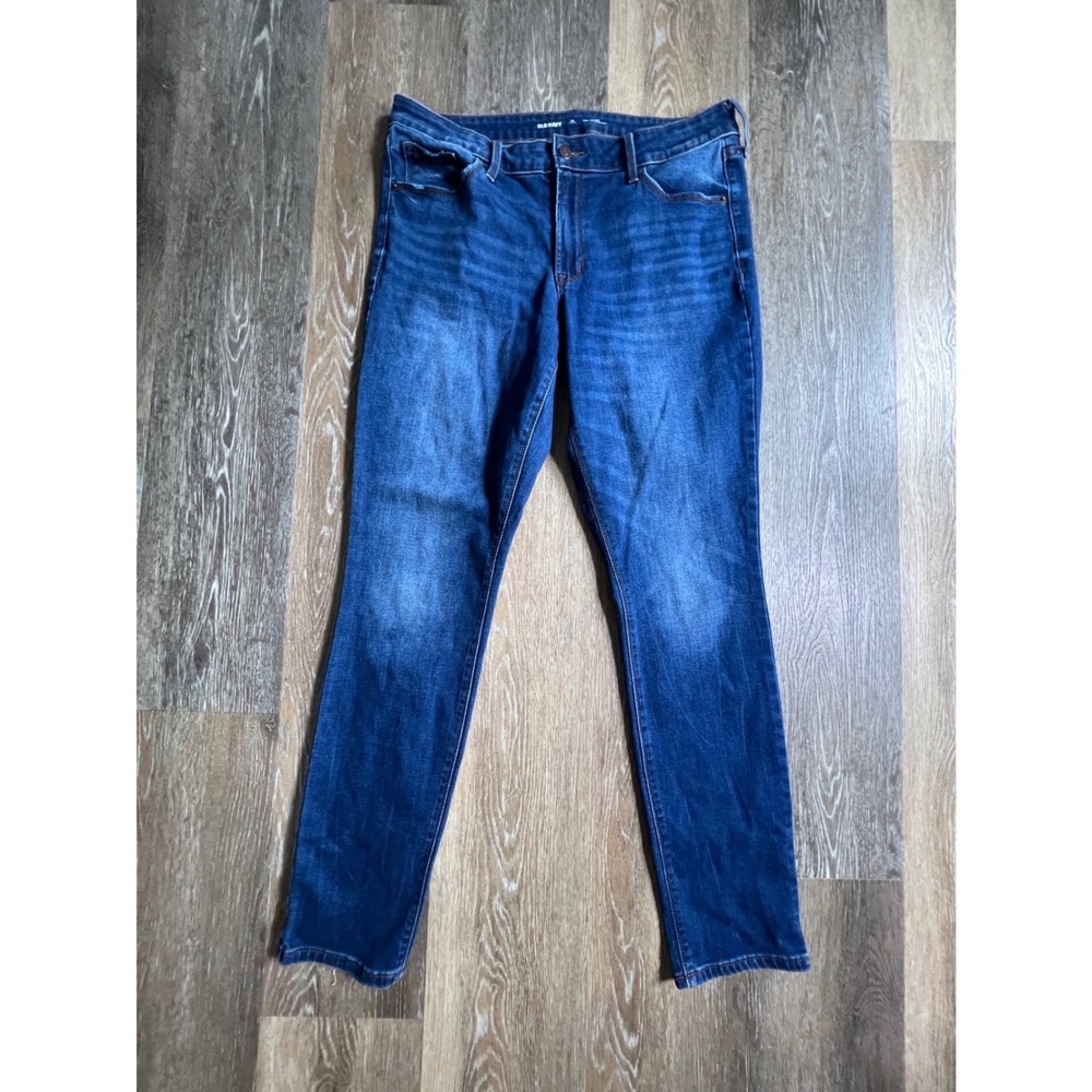 Old Navy Pop Icon Skinny Jeans Womens 12 Long Blue Mid-Rise Dark Wash Denim 2530